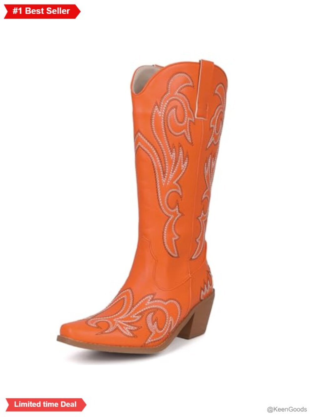 Women's Embroidered Snip Toe Slip On Knee High Floral Western Boots